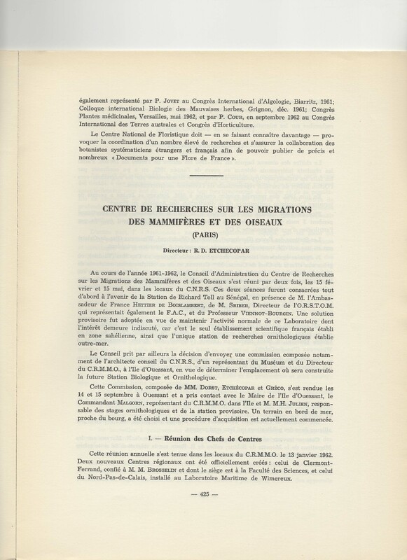 Rapport CNRS 1961-1962