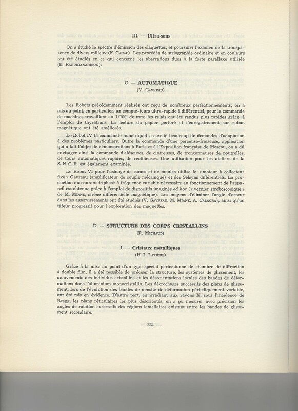 Rapport CNRS 1961-1962