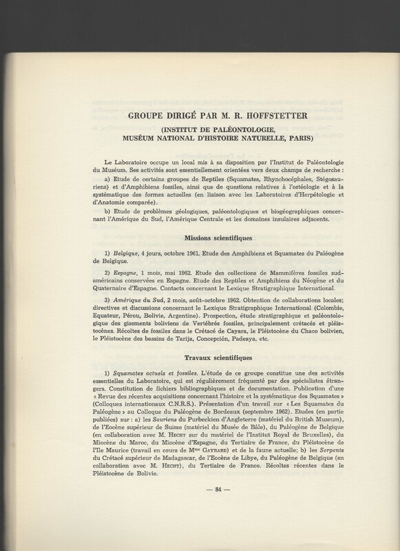 Rapport CNRS 1961-1962