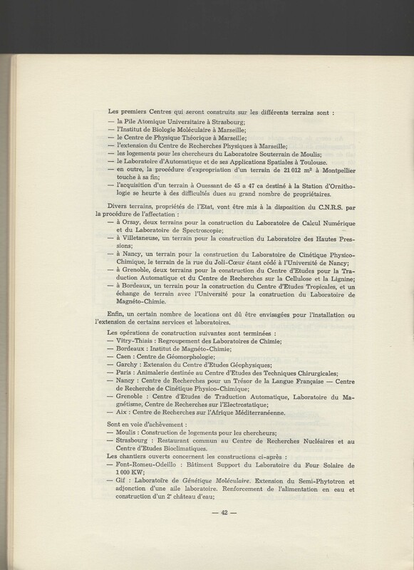 Rapport CNRS 1964-1965 Rapport CNRS 1964-1965