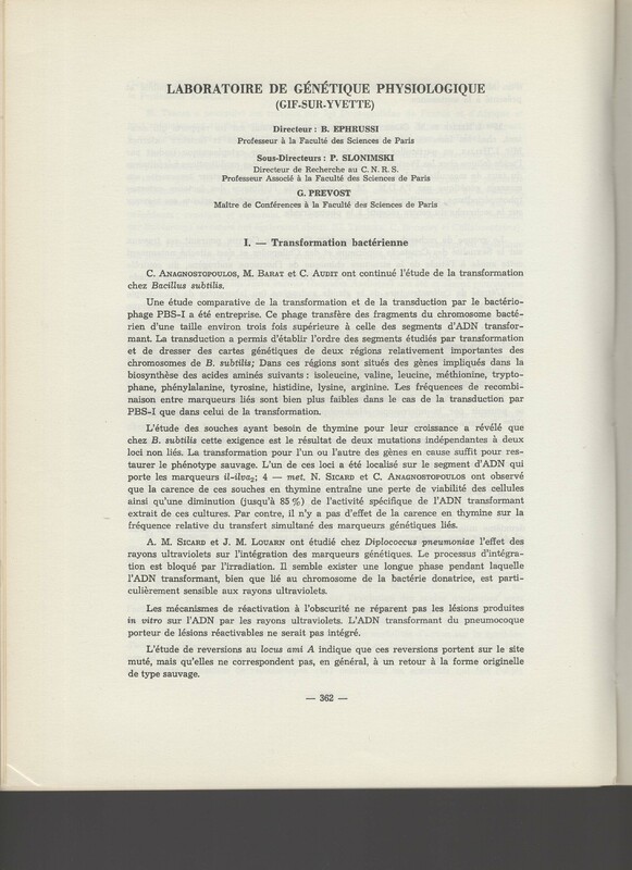 Rapport CNRS 1964-1965 Rapport CNRS 1964-1965