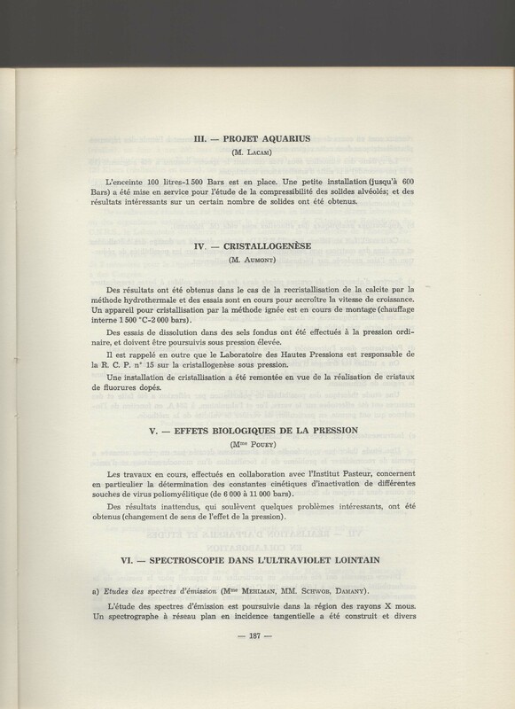 Rapport CNRS 1964-1965 Rapport CNRS 1964-1965