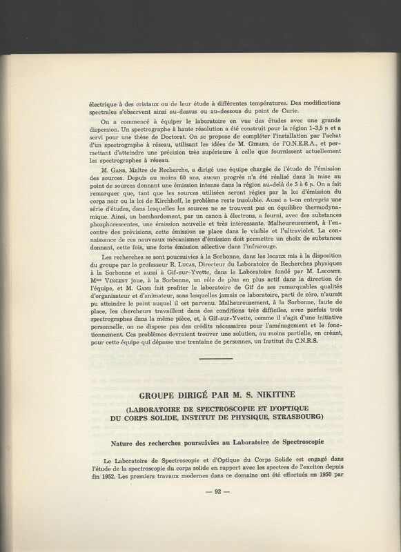 Rapport CNRS 1961-1962