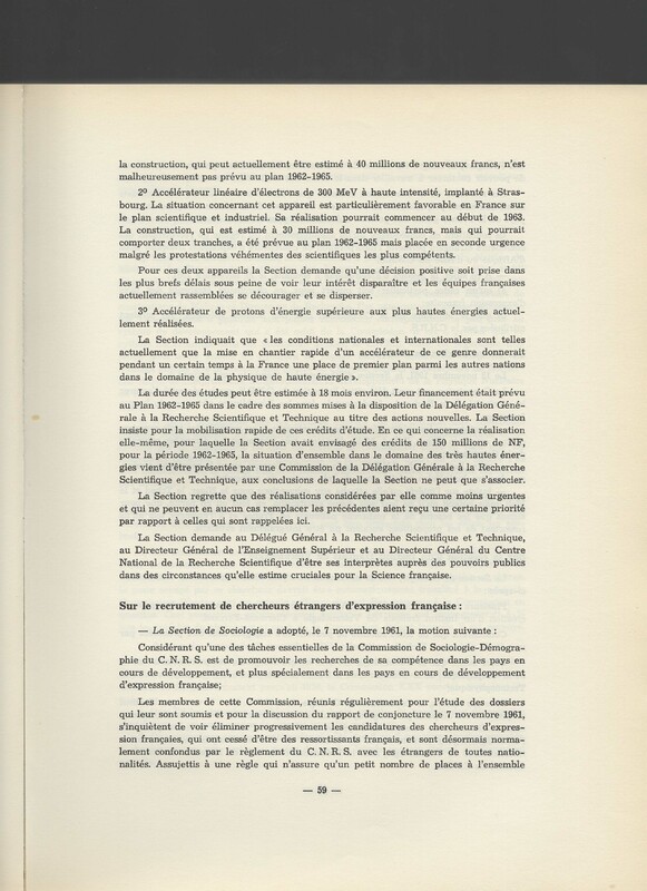 Rapport CNRS 1961-1962