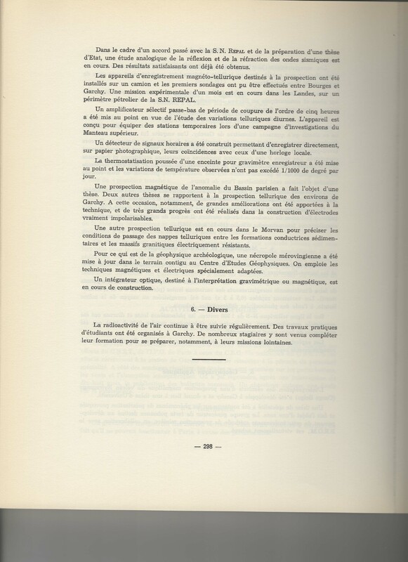 Rapport CNRS 1961-1962