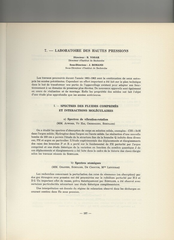 Rapport CNRS 1961-1962