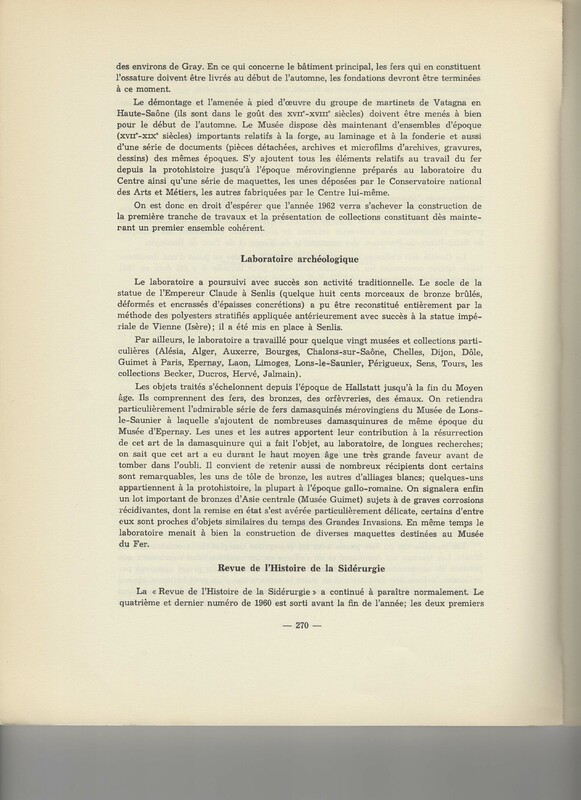 Rapport CNRS 1960-1961 Rapport CNRS 1960-1961