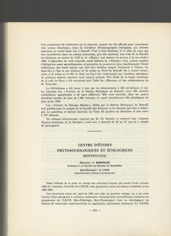 Rapport CNRS 1961-1962