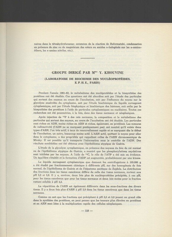 Rapport CNRS 1961-1962