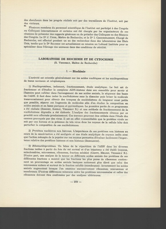 Rapport CNRS 1961-1962