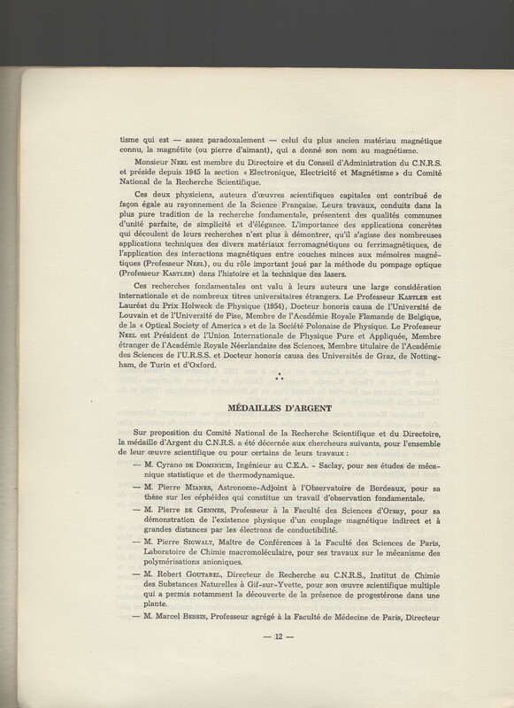 Rapport CNRS 1964-1965 Rapport CNRS 1964-1965