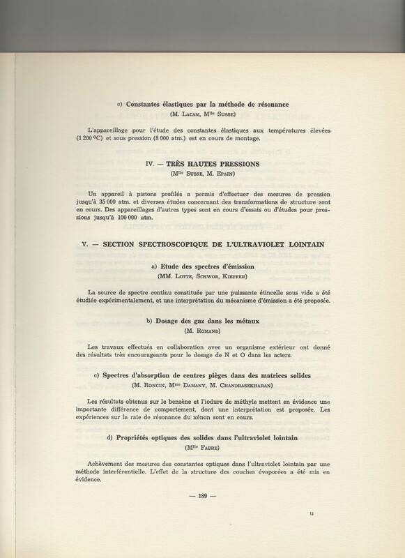 Rapport CNRS 1961-1962