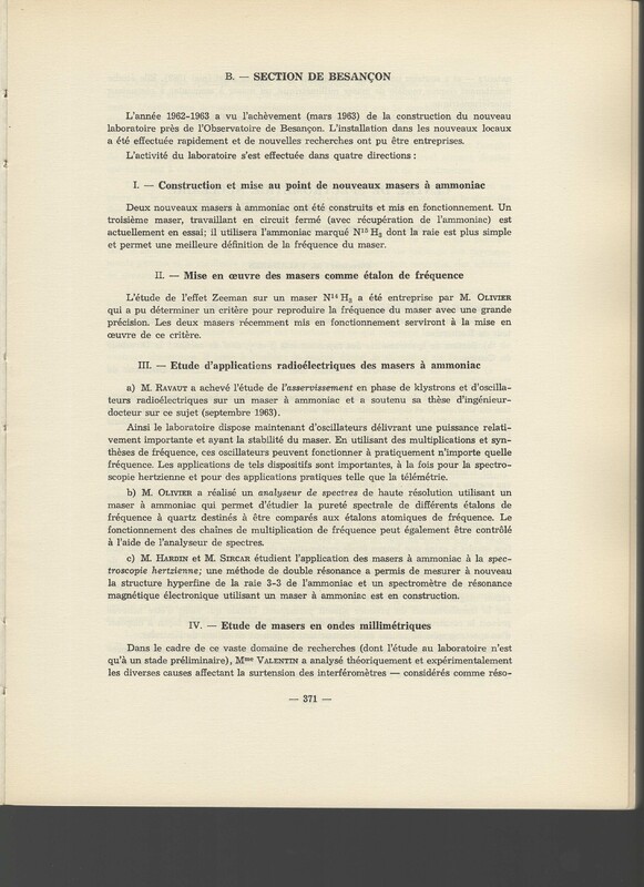 Rapport CNRS 1962-1963