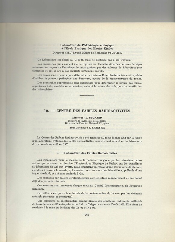 Rapport CNRS 1961-1962