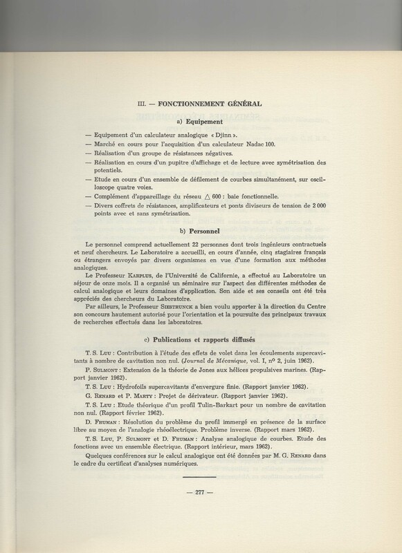 Rapport CNRS 1961-1962