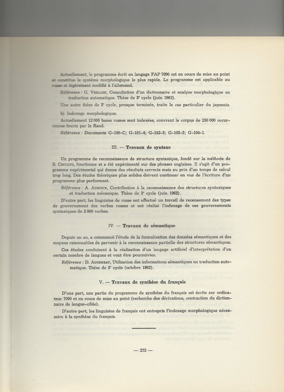 Rapport CNRS 1961-1962