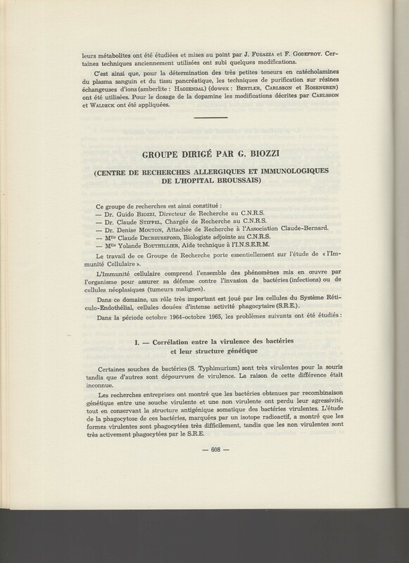 Rapport CNRS 1964-1965 Rapport CNRS 1964-1965