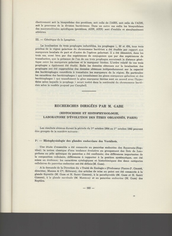 Rapport CNRS 1964-1965 Rapport CNRS 1964-1965
