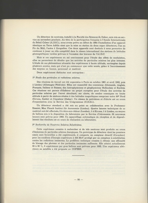 Rapport CNRS 1961-1962