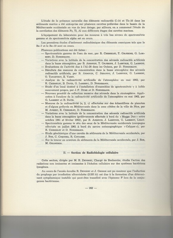 Rapport CNRS 1961-1962