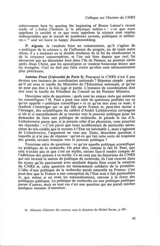 Cahiers pour l'histoire du CNRS 6 Cahiers pour l'histoire du CNRS 6