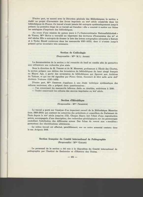 Rapport CNRS 1964-1965 Rapport CNRS 1964-1965