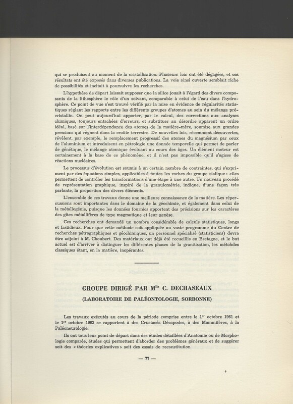 Rapport CNRS 1961-1962