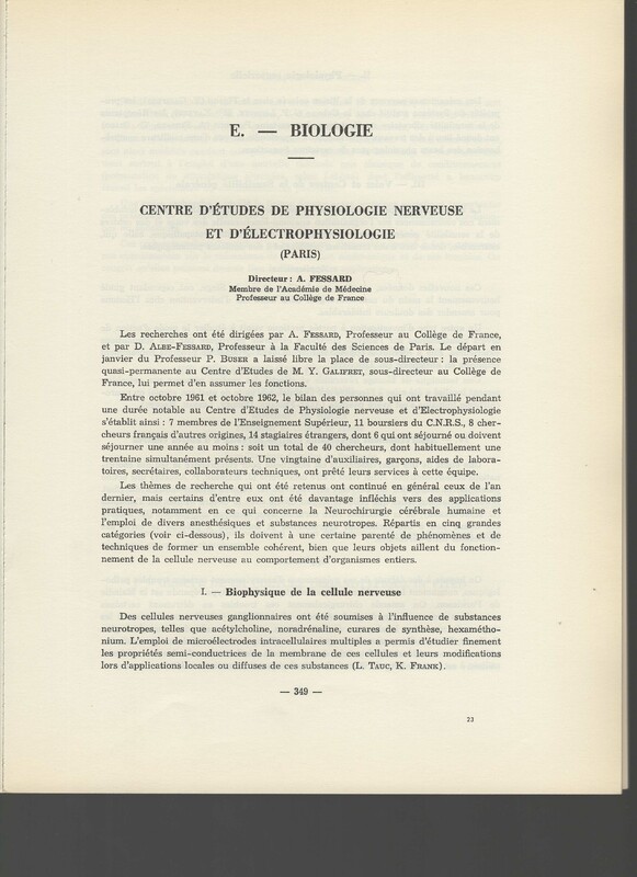 Rapport CNRS 1961-1962