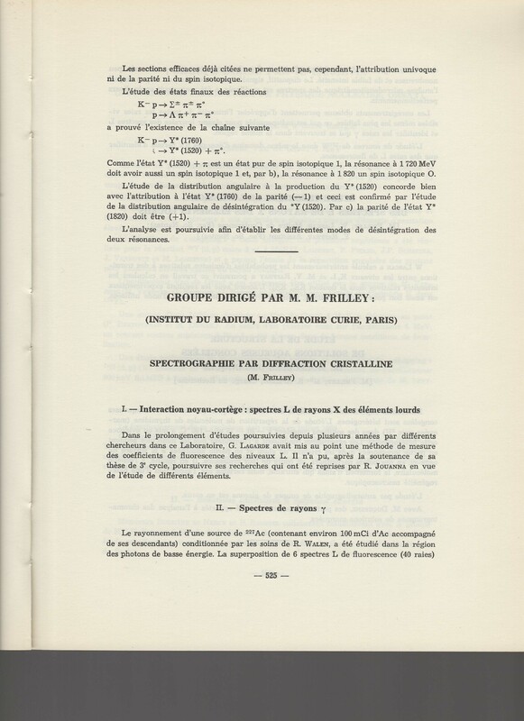 Rapport CNRS 1964-1965 Rapport CNRS 1964-1965