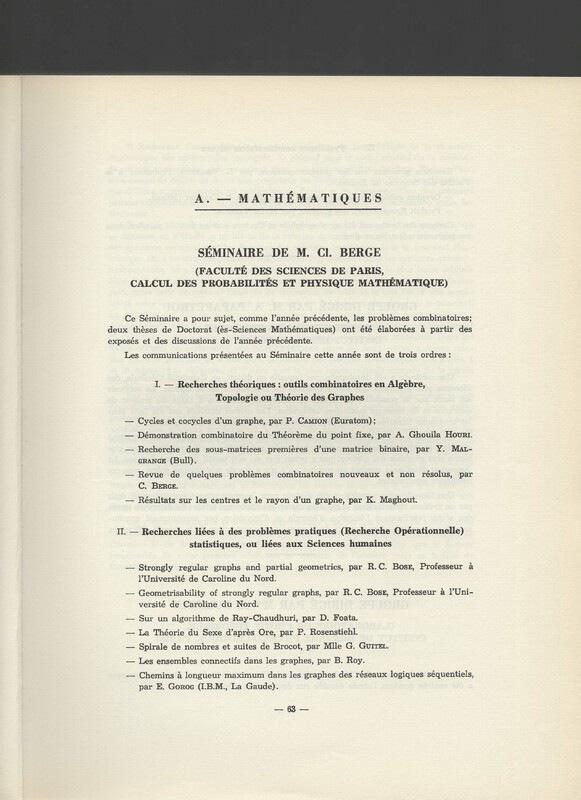 Rapport CNRS 1961-1962