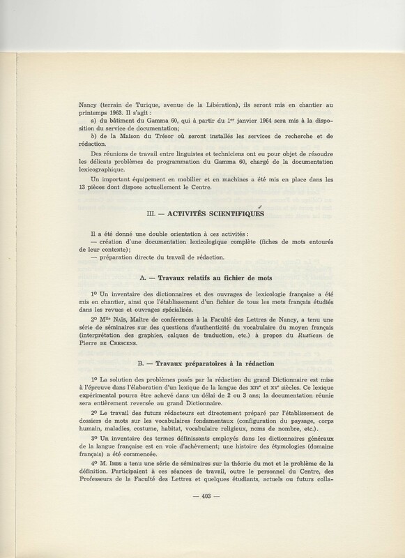 Rapport CNRS 1961-1962