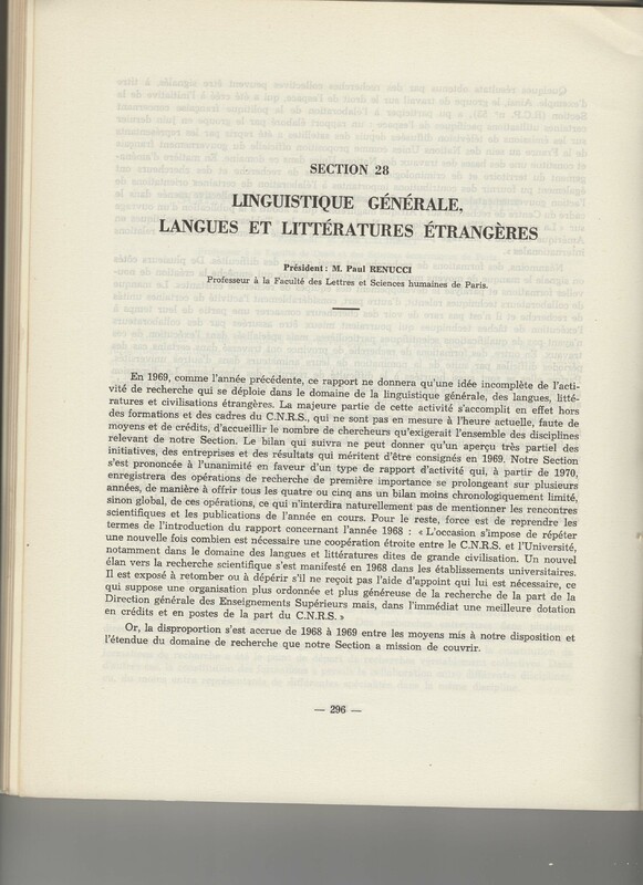 Rapport CNRS 1969 Rapport CNRS 1969