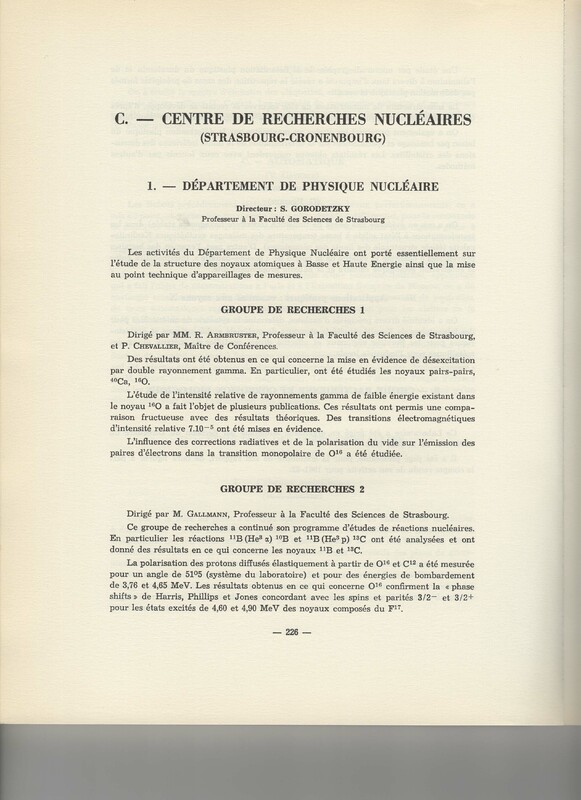 Rapport CNRS 1961-1962