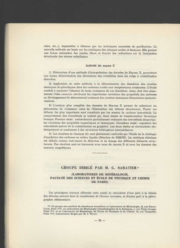 Rapport CNRS 1961-1962