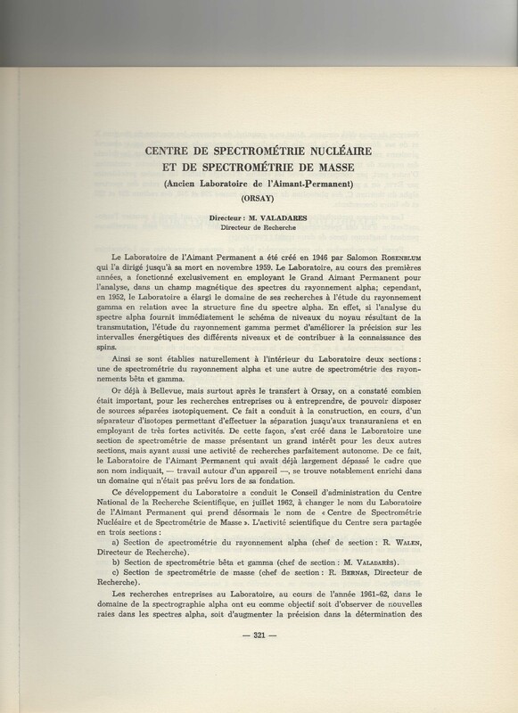 Rapport CNRS 1961-1962