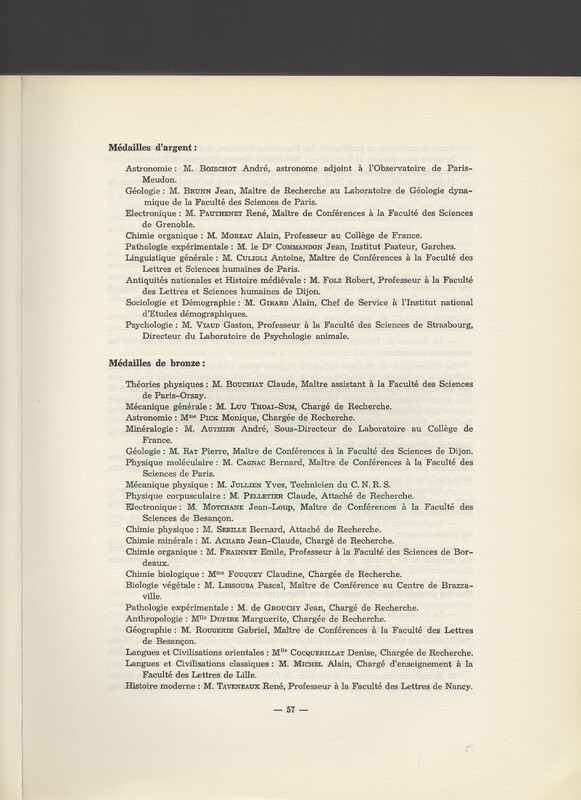 Rapport CNRS 1961-1962