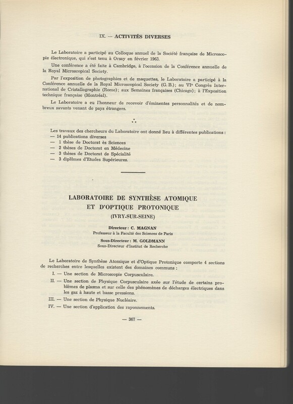 Rapport CNRS 1962-1963 Rapport CNRS 1962-1963