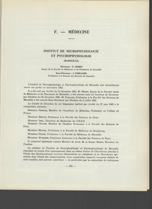 Rapport CNRS 1961-1962