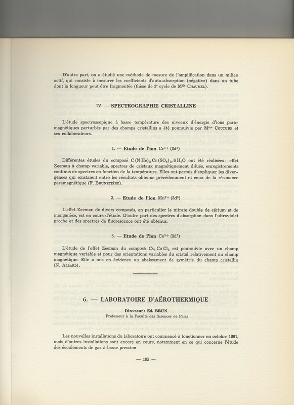 Rapport CNRS 1961-1962