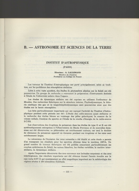 Rapport CNRS 1964-1965 Rapport CNRS 1964-1965
