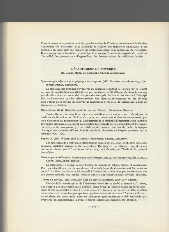 Rapport CNRS 1961-1962