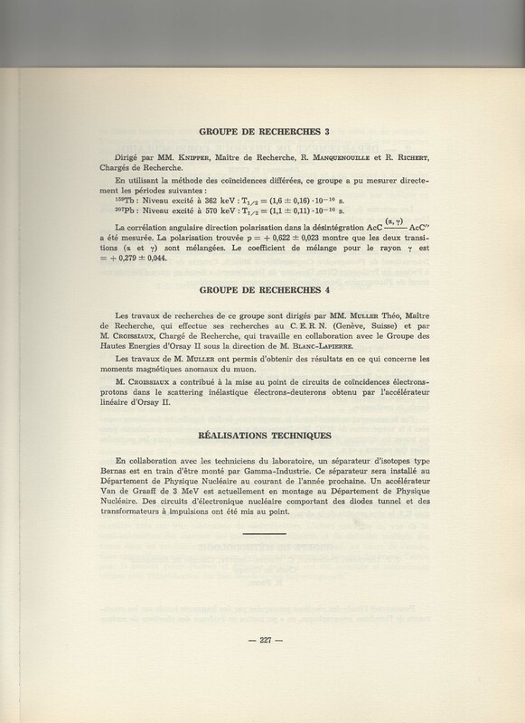 Rapport CNRS 1961-1962