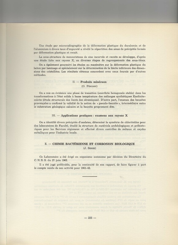 Rapport CNRS 1961-1962