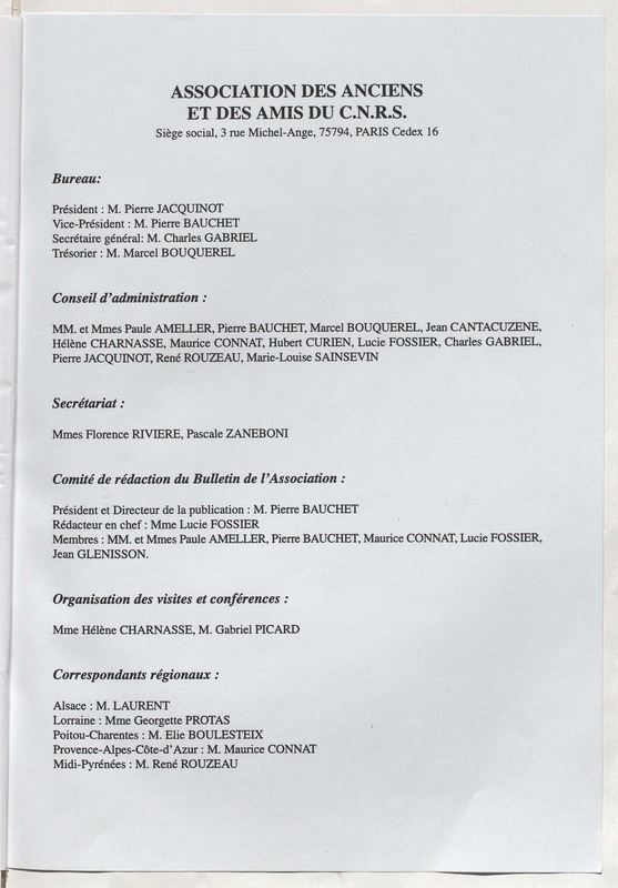 Bulletin de l'Association des anciens et des amis du CNRS n°11 Bulletin de l'Association des anciens et des amis du CNRS n°11