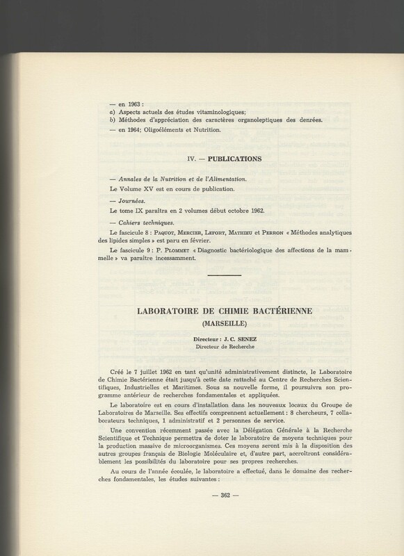 Rapport CNRS 1961-1962