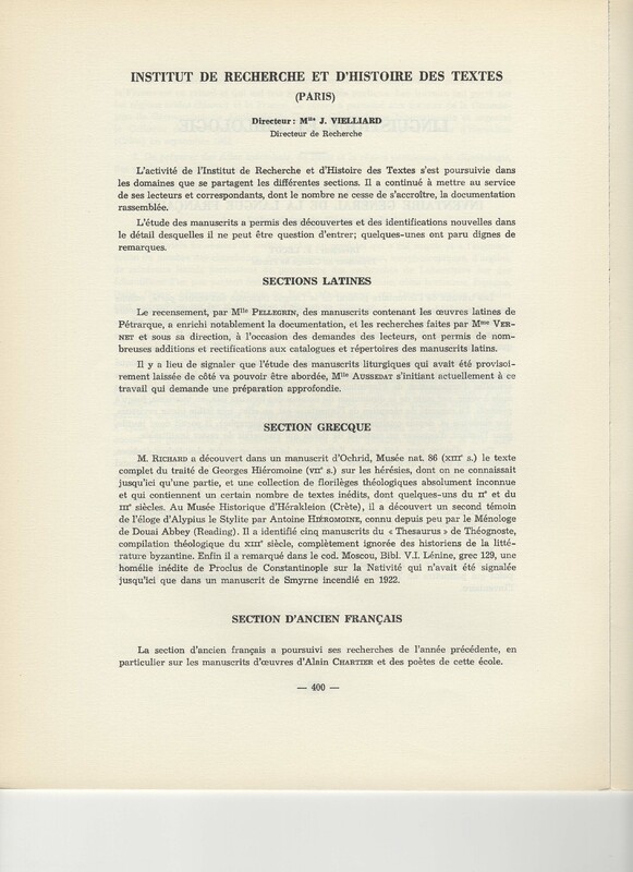 Rapport CNRS 1961-1962