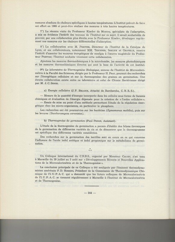 Rapport CNRS 1964-1965 Rapport CNRS 1964-1965