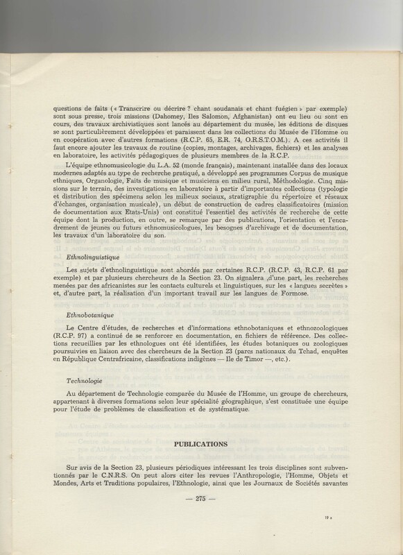 Rapport CNRS 1969