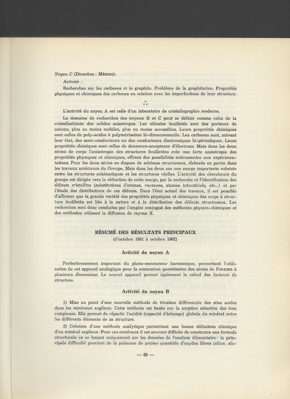 Rapport CNRS 1961-1962