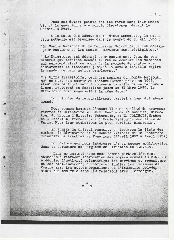 Rapport CNRS 1952-1953 Rapport CNRS 1952-1953
